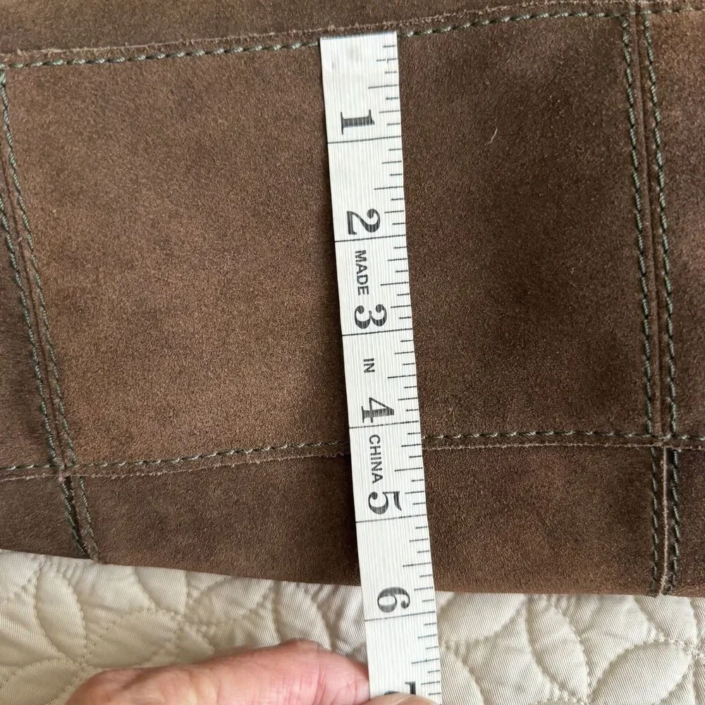 VTG Lucky Brand Brown Suede Hobo Shoulder Handbag Satchel Tan Straps